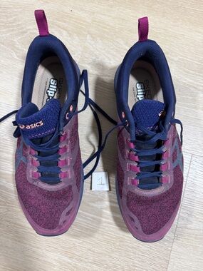 Asics Women's Plum and Navy Knit Athletic Sneakers